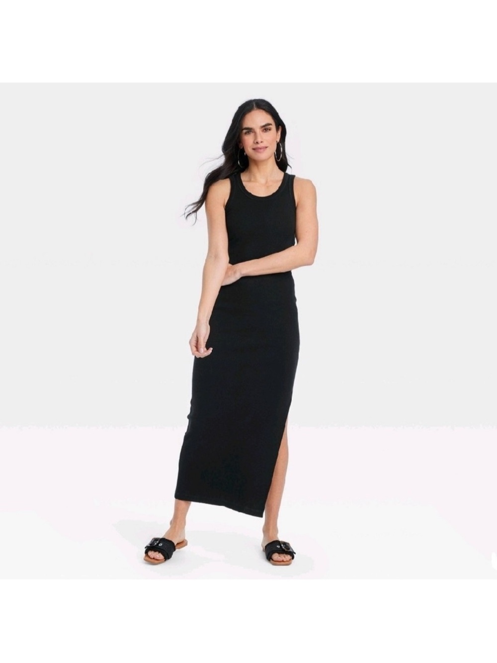 Rib-Knit Maxi Bodycon Dress Black Size Small by Universal Thread - New With Tag!